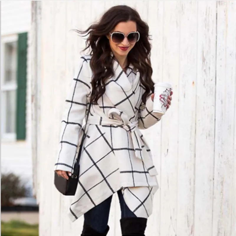 CINESSD 2020 Autumn Winter Coat Jackets Black Irregular Lattice Fashion Urban Casual Mid-length Warm Lace Up Woolen Women's Coat
CINESSD 2020 Autumn Winter Coat Jackets Black Irregular Lattice Fashion Urban Casual Mid-length Warm Lace Up Woolen Women's Coat