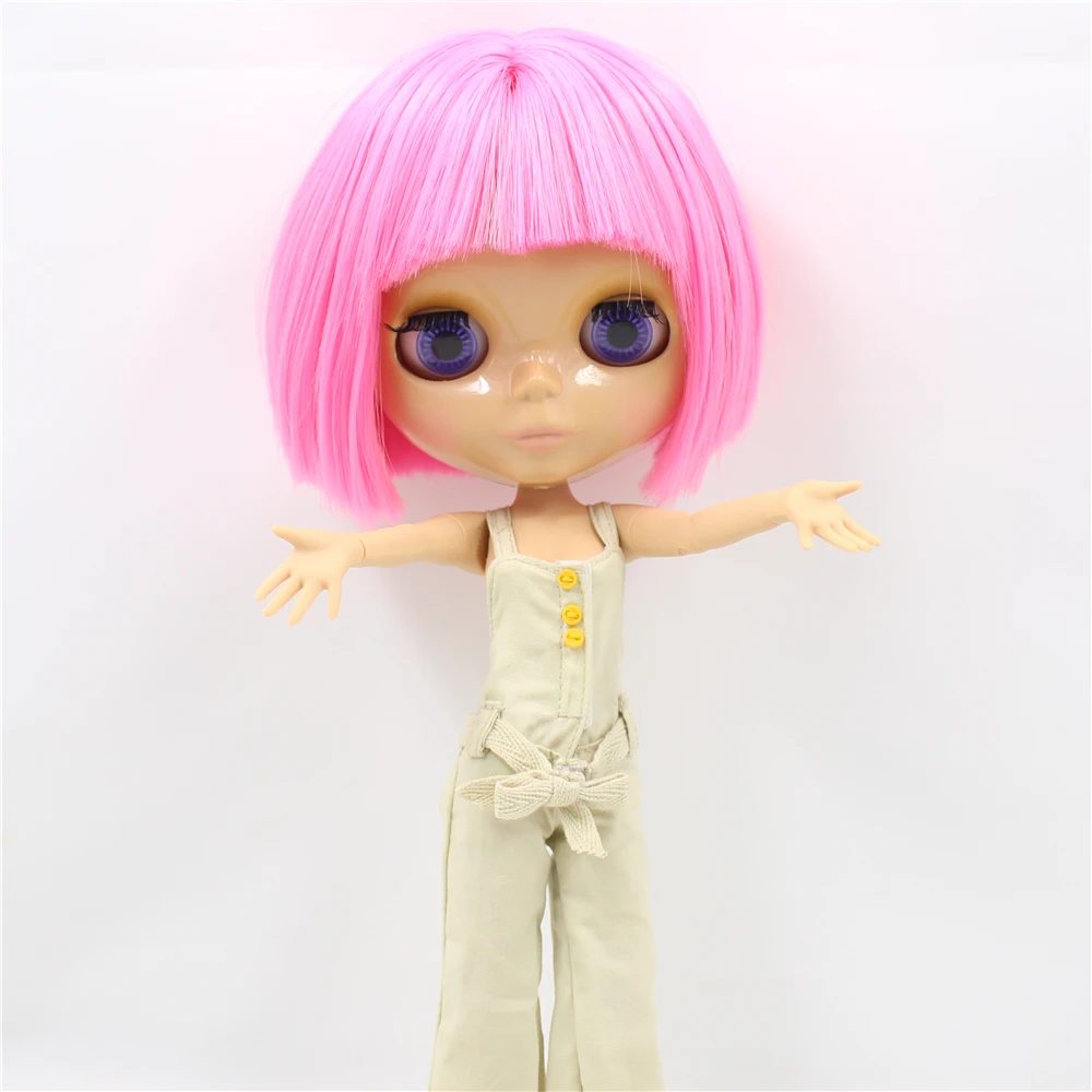 Neo Blythe Doll with Pink Hair, Tan Skin, Shiny Face & Jointed Body 3 Neo Blythe Doll with Pink Hair, Tan Skin, Shiny Face & Jointed Body 3