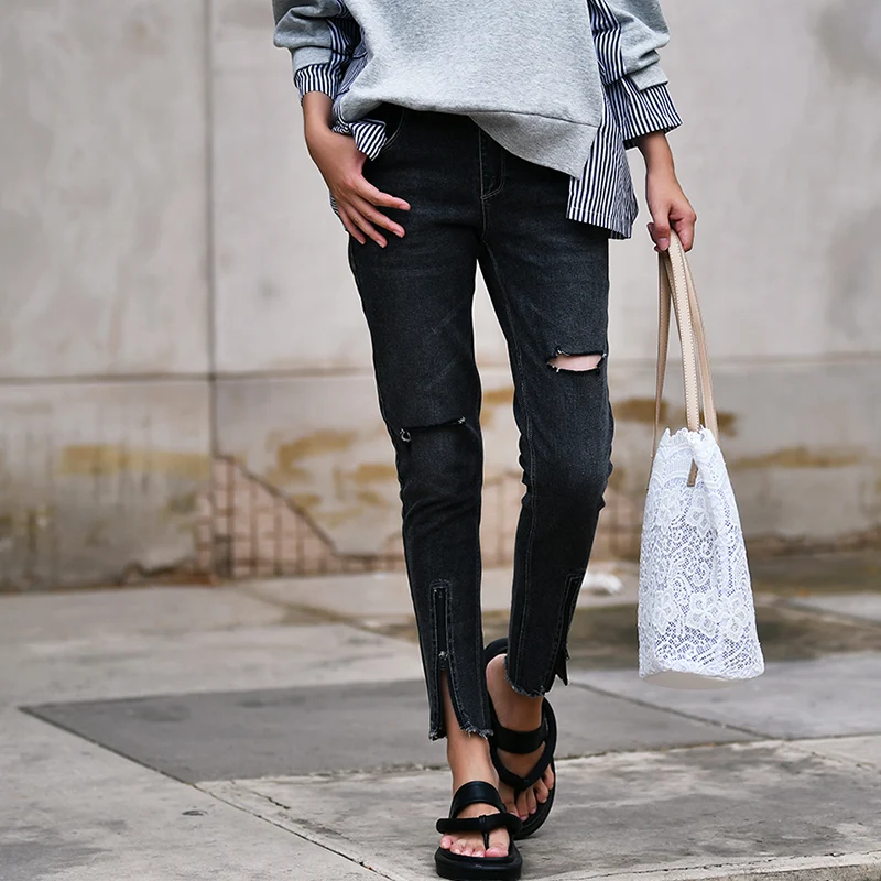N2057 Korean version of slim body broken hole joker do old black skinny nine points jeans woman
N2057 Korean version of slim body broken hole joker do old black skinny nine points jeans woman