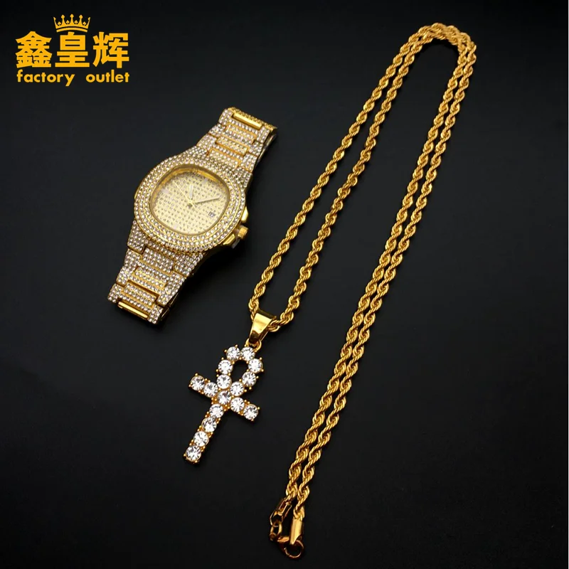 Hip-hop style luxury full-drill fashion watch and simple full-drill magic wand Necklace Set Watch Diamond Men and women hip-hop
Hip-hop style luxury full-drill fashion watch and simple full-drill magic wand Necklace Set Watch Diamond Men and women hip-hop
