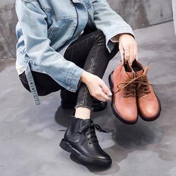 Women Boots Autumn Winter Fashion Handmade Genuine Leather Ankle Boots Warm Soft Outdoor Casual Flat Shoes Woman
Women Boots Autumn Winter Fashion Handmade Genuine Leather Ankle Boots Warm Soft Outdoor Casual Flat Shoes Woman