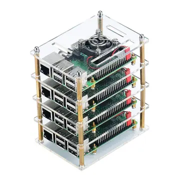 For Raspberry Pi Cluster Case with Fan Kit 1- 4 layer Multi Layer Acrylic Stack Shell Enclosure For Raspberry Pi 4 Model B
For Raspberry Pi Cluster Case with Fan Kit 1- 4 layer Multi Layer Acrylic Stack Shell Enclosure For Raspberry Pi 4 Model B
