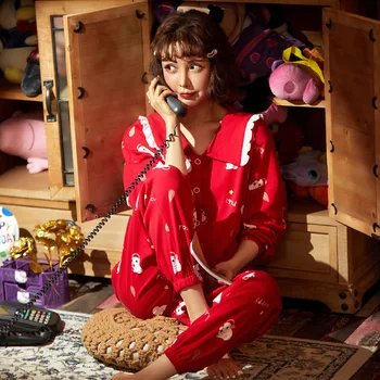 QUEENX Pajamas Autumn Cotton Long-Sleeved Female Sweet Cartoon Japanese Cute Pants Loose Leisure Tops
QUEENX Pajamas Autumn Cotton Long-Sleeved Female Sweet Cartoon Japanese Cute Pants Loose Leisure Tops