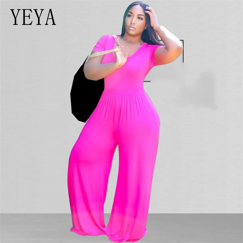 YEYA Summer Woman Jumpsuit Soild Casual Full Length Large Size XL-5XL O Neck Short Sleeve Wide Leg Office Work Romper Overalls 
YEYA Summer Woman Jumpsuit Soild Casual Full Length Large Size XL-5XL O Neck Short Sleeve Wide Leg Office Work Romper Overalls