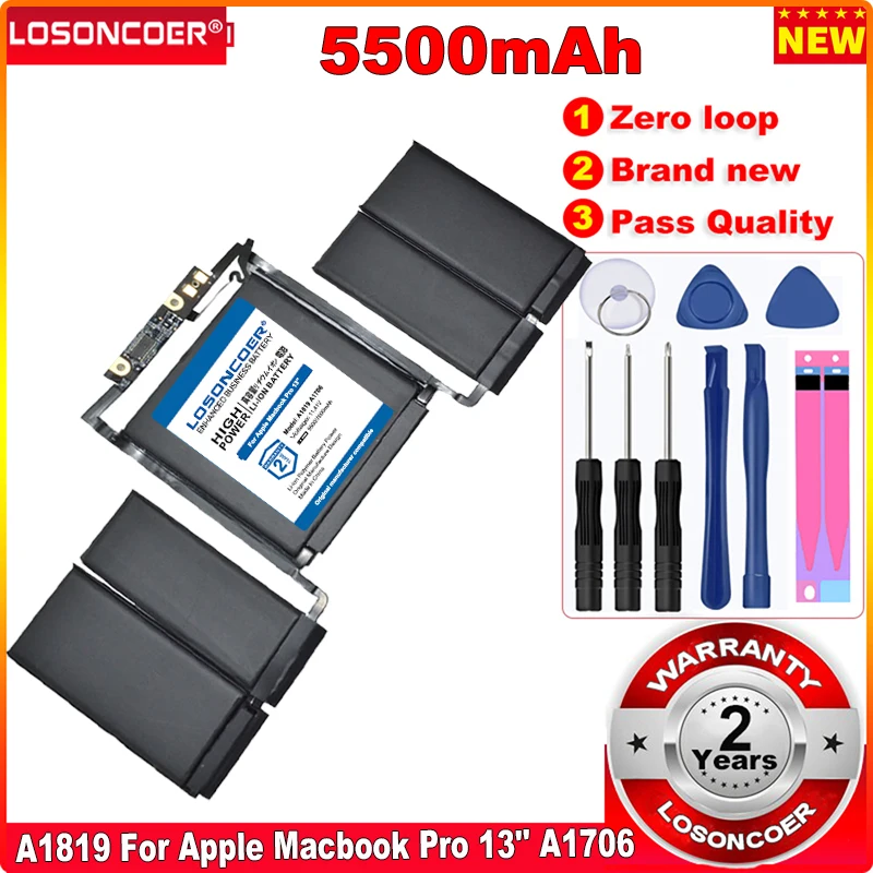 Аккумулятор LOSONCOER A1819 для ноутбука 5500 мАч аккумулятор A1706 macbook pro 13 дюймов