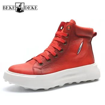 Fashion Mens Thick Platform High Top Shoes Casual Lace Up Sneakers Joggers Genuine Leather Ankle Boots Motorcycle Safety Shoes
Fashion Mens Thick Platform High Top Shoes Casual Lace Up Sneakers Joggers Genuine Leather Ankle Boots Motorcycle Safety Shoes