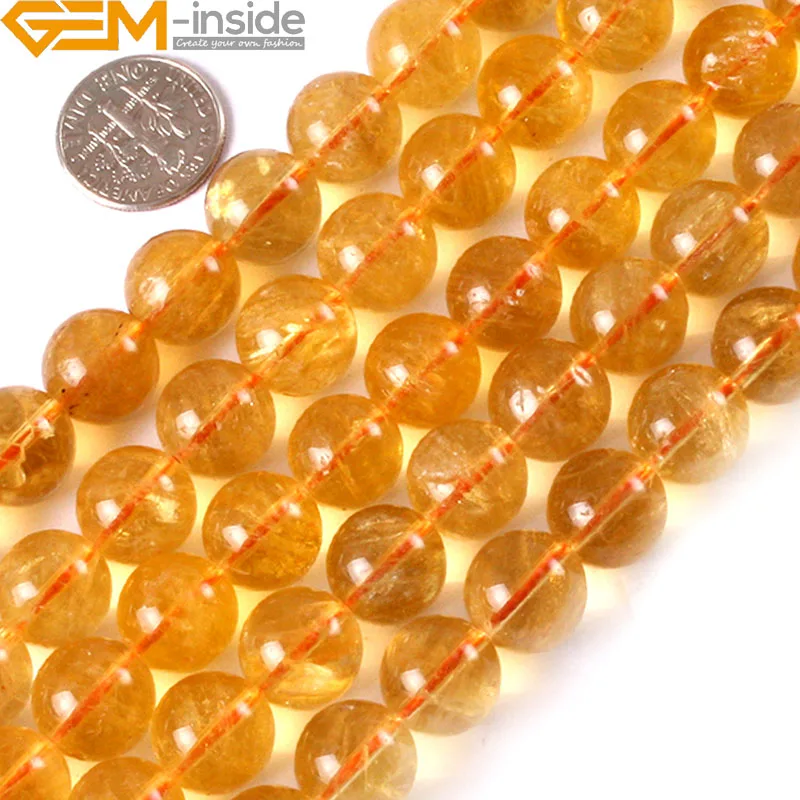 

Natural Citrines Quartzs Round Loose Beads For Jewelry Making 6mm-12mm DIY Bracelet Gift Women Girl Strand 15 Inches