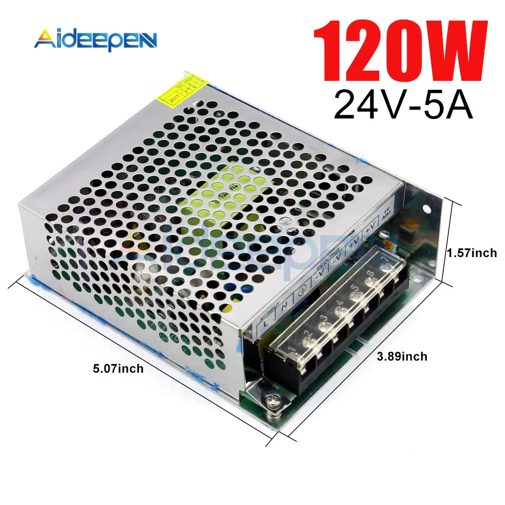 DC 24V 5A 120W Switching Power Adapter 24V 5A 120 Watts Voltage Converter Regulated Switch Power Supply for LED
DC 24V 5A 120W Switching Power Adapter 24V 5A 120 Watts Voltage Converter Regulated Switch Power Supply for LED