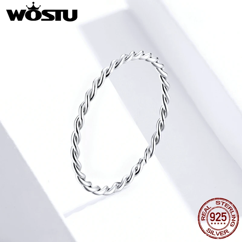 WOSTU Genuine 925 Sterling Silver Minimalist Twist Rings Finger Stackable Simple Ring Korean Style Party Jewelry Gift FIR640
WOSTU Genuine 925 Sterling Silver Minimalist Twist Rings Finger Stackable Simple Ring Korean Style Party Jewelry Gift FIR640