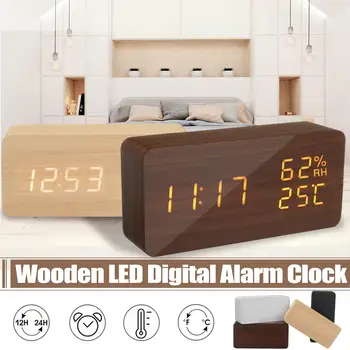 LED Wooden Clock Digital Alarm Clocks Desktop Table Clocks Electronic Voice Control Temperature Display Despertador Home Decor
LED Wooden Clock Digital Alarm Clocks Desktop Table Clocks Electronic Voice Control Temperature Display Despertador Home Decor