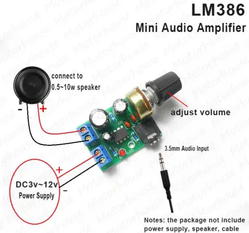 LM386 аудио усилитель мощности платы Hi-Fi DC 3V ~ 12V 5v Мини AMP модуль 3 5 мм разъем |
