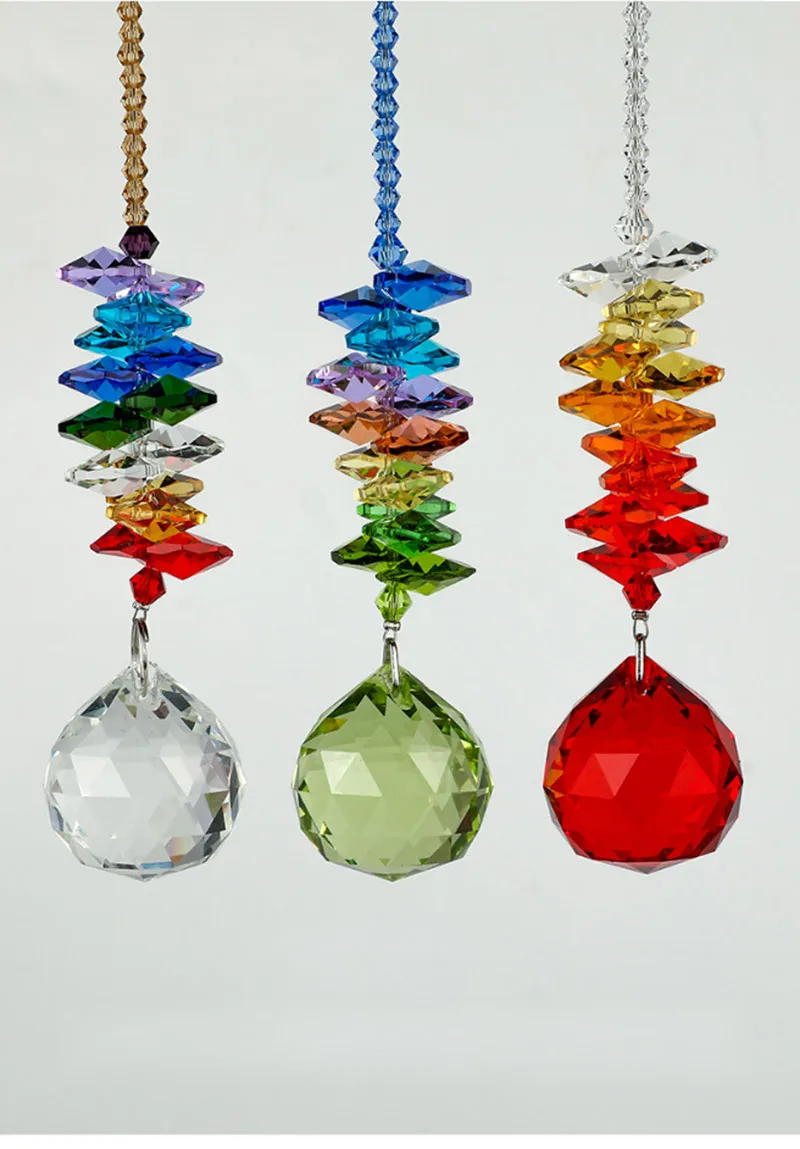 Description Picture 2 of itemCrystal Prism Suncatcher 3cm Faceted Ball Chandelier Part Rainbow Maker Window Hanging Ornament Home Garden Wedding Decor Crafts