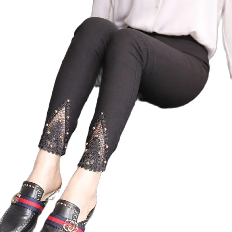 Женские повседневные брюки-карандаш модные цветочные кружевные трусы со средней