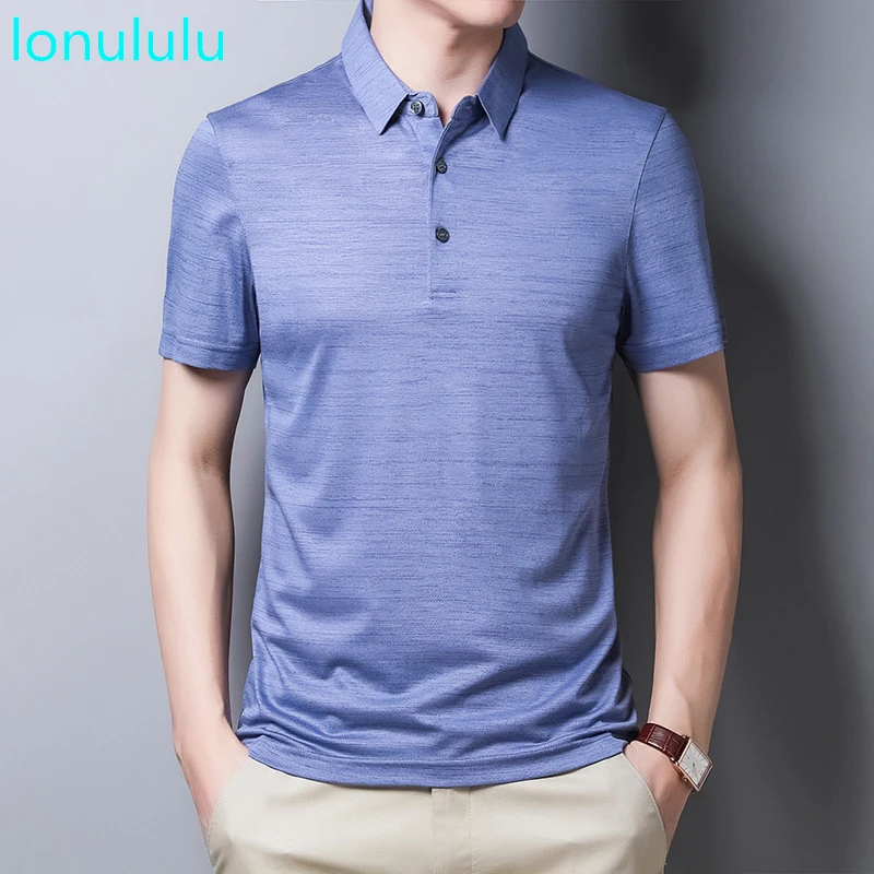 2020 summer new style mulberry silk business leisure stripe short sleeve polo shirt men's daddy's ice silk half sleeve top
2020 summer new style mulberry silk business leisure stripe short sleeve polo shirt men's daddy's ice silk half sleeve top
