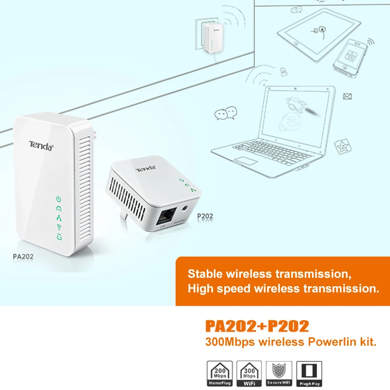 1pair Tenda 300Mbps Wireless Powerline Network Adapter Ethernet PLC adapter KIT Power line Adapter IPTV homeplug AV Plug &play
1pair Tenda 300Mbps Wireless Powerline Network Adapter Ethernet PLC adapter KIT Power line Adapter IPTV homeplug AV Plug &play