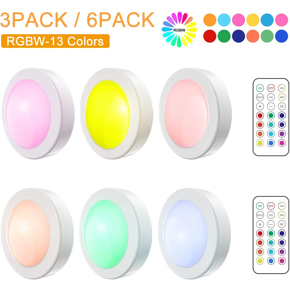 Night-Light LED Puck Light Color Changing Under Cabine Shelf Counter Furniture Lighting Wireless Remote Control Battery Powered
Night-Light LED Puck Light Color Changing Under Cabine Shelf Counter Furniture Lighting Wireless Remote Control Battery Powered