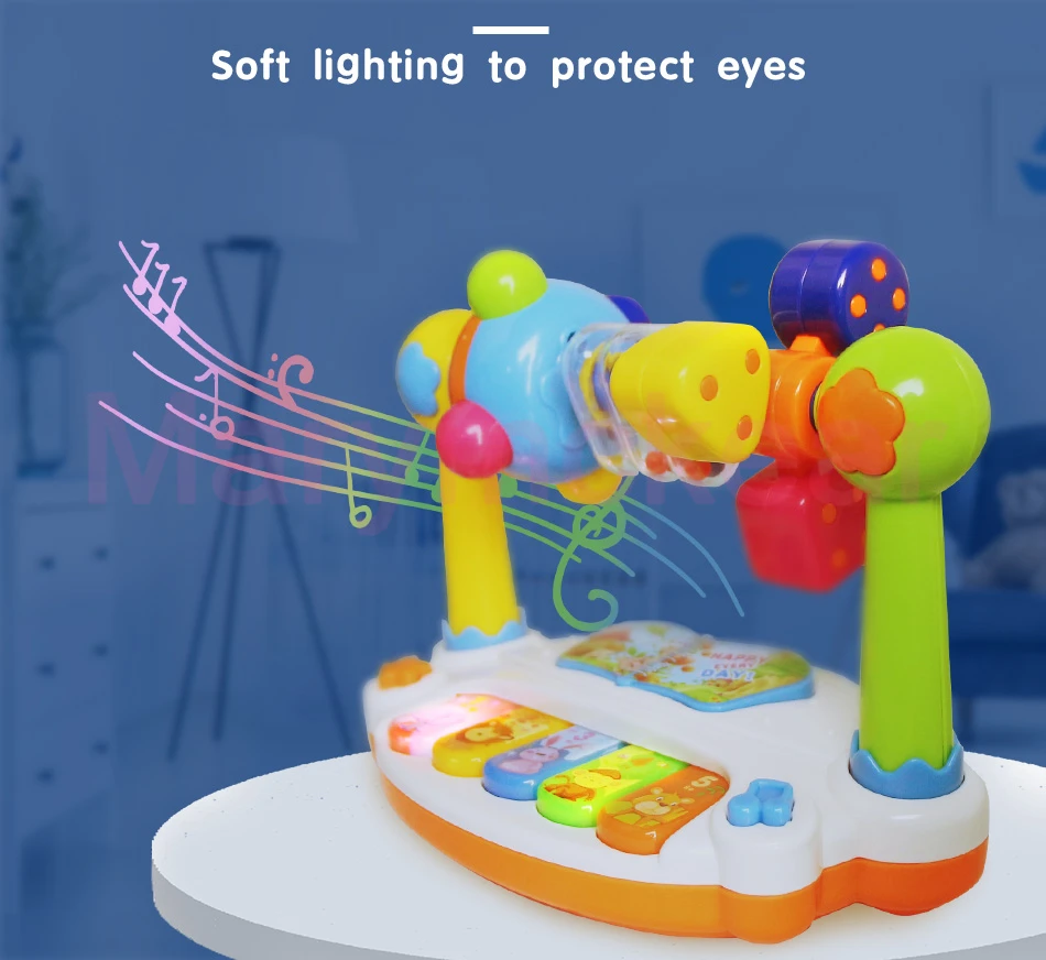 Baby Multi-functional Rattles Cute Educational Toys with Music Light Toddler Developmental Musical Toy Newborn Birthday Gifts