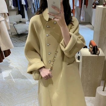 YKpiapia 2020 Winter Elegant Wool Blend Women Korean Style Black Long Coats Vintage Minimalist Woolen Overcoat Oversize Coat
YKpiapia 2020 Winter Elegant Wool Blend Women Korean Style Black Long Coats Vintage Minimalist Woolen Overcoat Oversize Coat