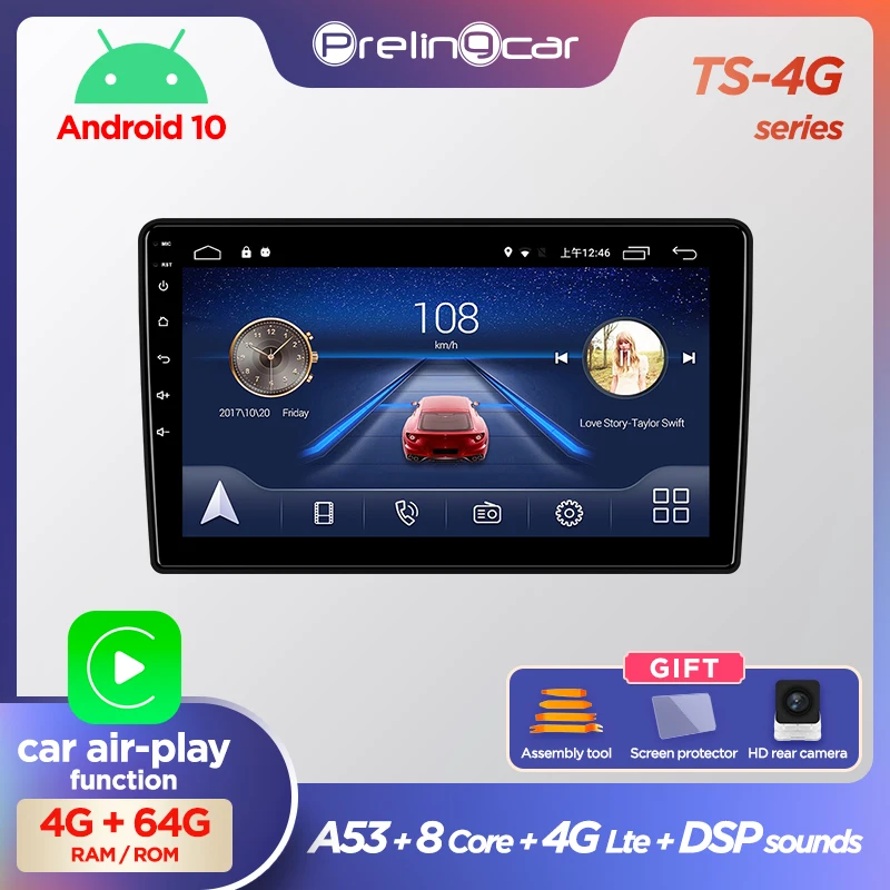Автомагнитола Prelingcar Android 10 0 2 din DVD мультимедийный видеоплеер GPS навигация для Renault