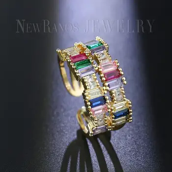 Newranos Rainbow Baguette Ring Charm Multilayer Open Ring Multi Color Cubic Zirconia Anel for Women 's Fashion Jewelry RYL001804
Newranos Rainbow Baguette Ring Charm Multilayer Open Ring Multi Color Cubic Zirconia Anel for Women 's Fashion Jewelry RYL001804
