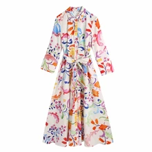 Summer Women Colorful Flower Print Sashes Midi Swing Dress Female Nine Quarter Sleeve Clothes Casual Lady Loose Vestido D7798
Summer Women Colorful Flower Print Sashes Midi Swing Dress Female Nine Quarter Sleeve Clothes Casual Lady Loose Vestido D7798
