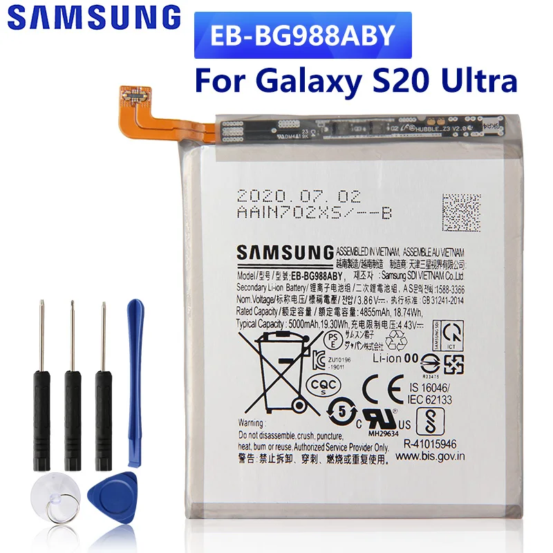 SAMSUNG Original Replacement Phone Battery EB-BG988ABY for Samsung Galaxy S20 Ultra 5000mAh Authentic Batteries
SAMSUNG Original Replacement Phone Battery EB-BG988ABY for Samsung Galaxy S20 Ultra 5000mAh Authentic Batteries