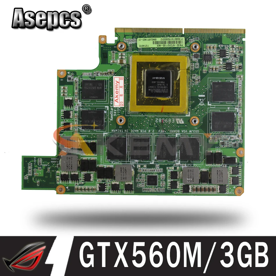 Видеокарта G53JW GTX560M/3 Гб N12E-GS-A1 для ASUS G73SW G73JW G53SW G53SX Laptopo VGA видеокарта 100%