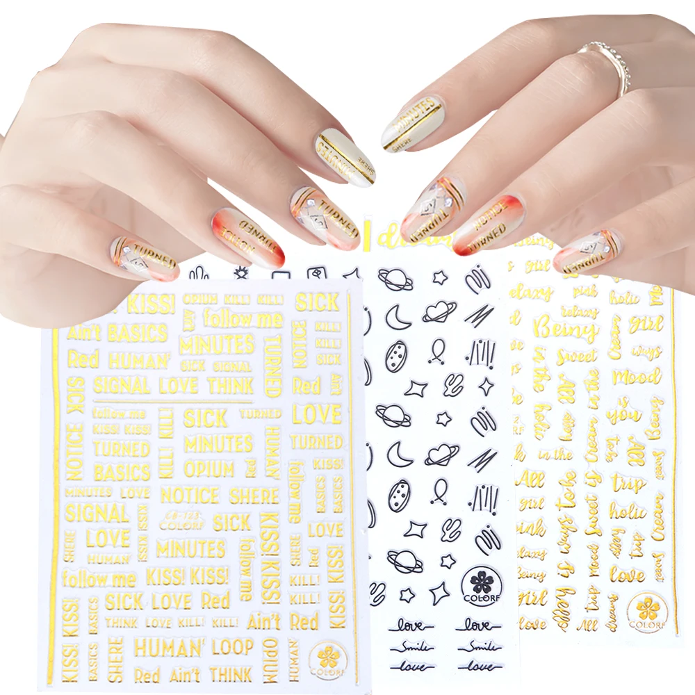 1 pcs Black Gold 3D Nail Stickers Text Tag Geometry Design Self-adhesive Decals Nail Art Decoration Manicure Tips LACB122-130-1
1 pcs Black Gold 3D Nail Stickers Text Tag Geometry Design Self-adhesive Decals Nail Art Decoration Manicure Tips LACB122-130-1