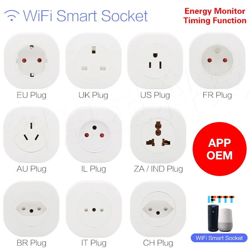 16A Smart WIFI Plug Socket Power Monitor EU FR US AU UK IT Israel brazil india Plug Outlet Works With Google Home Alexa IFTTT
16A Smart WIFI Plug Socket Power Monitor EU FR US AU UK IT Israel brazil india Plug Outlet Works With Google Home Alexa IFTTT