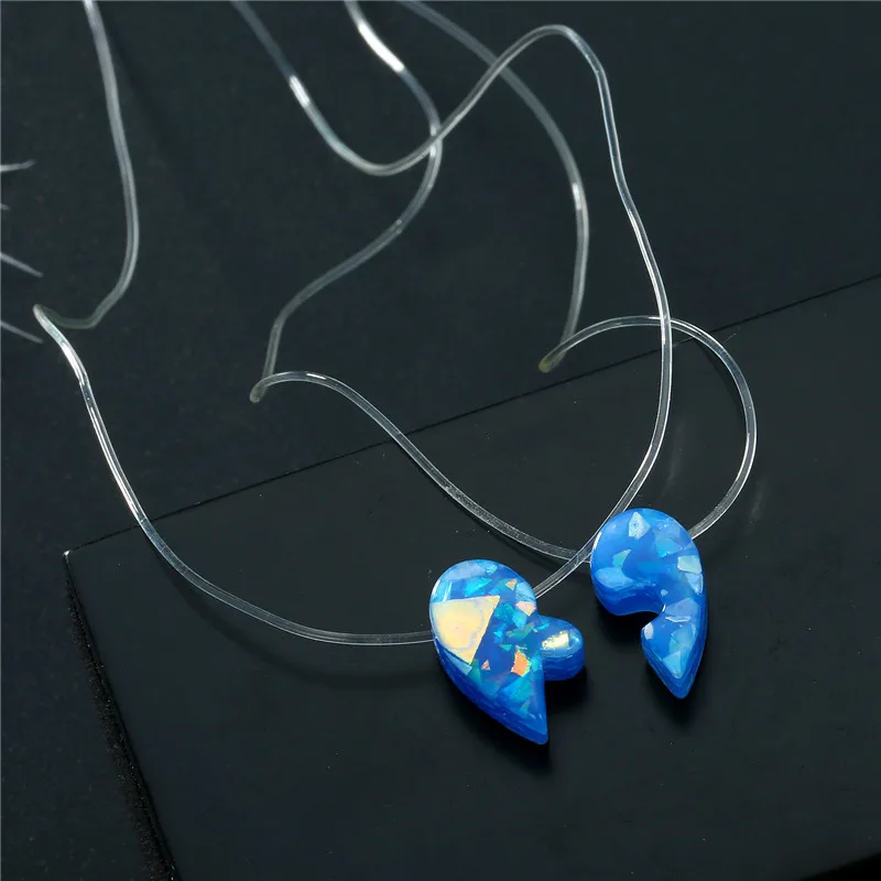 Mermaid Tear Necklaces Water Drop Crystal Choker Necklaces Transparent Fishing Line Invisible Chain Necklaces Collier Wholesale (5)