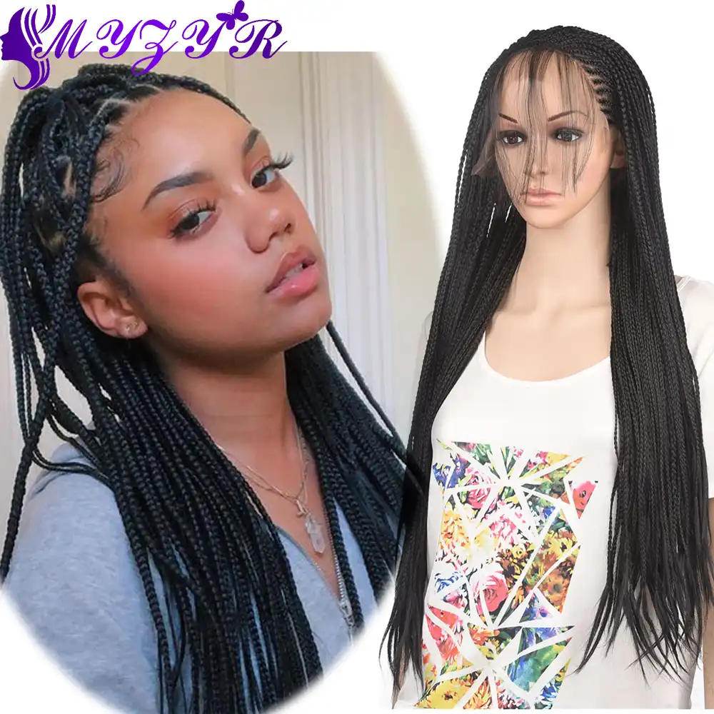 Zyr Pletenaya Korobka Kosichki Sinteticheskij Kruzhevnoj Perednij Parik Dlya Zhenshin Vyazanie Kryuchkom 13 3 Kruzheva Vysokaya Temperatura Pariki Chernyj Sengalese Tvist Volos Aliekspress