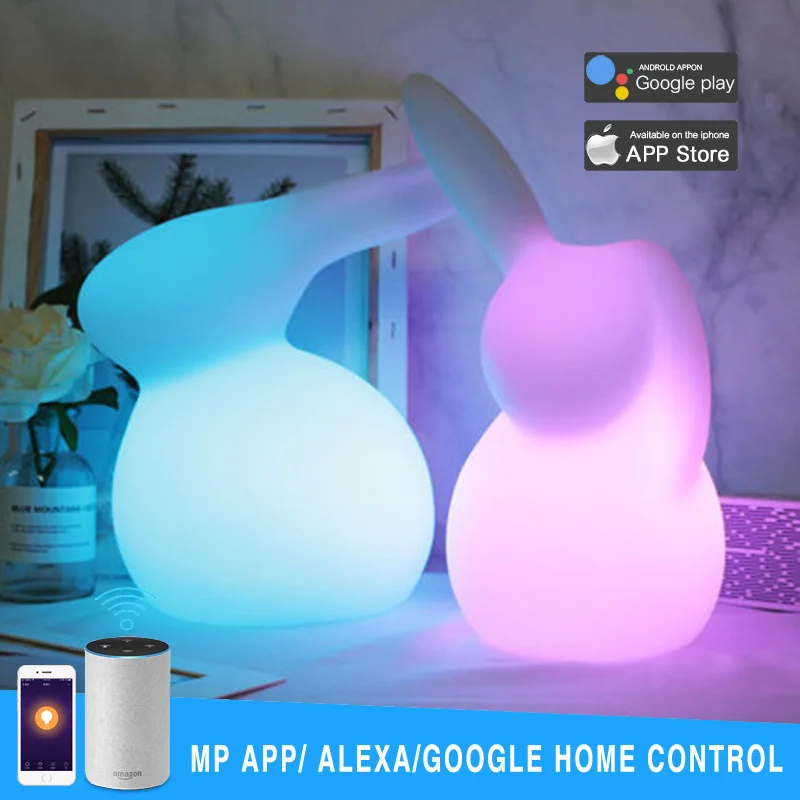 Smart Home Rabbit Night Light Wifi Cellphone App Remote Control Multicolor LED Table Lamp Works with Alexa Google Home Kids Gift
Smart Home Rabbit Night Light Wifi Cellphone App Remote Control Multicolor LED Table Lamp Works with Alexa Google Home Kids Gift