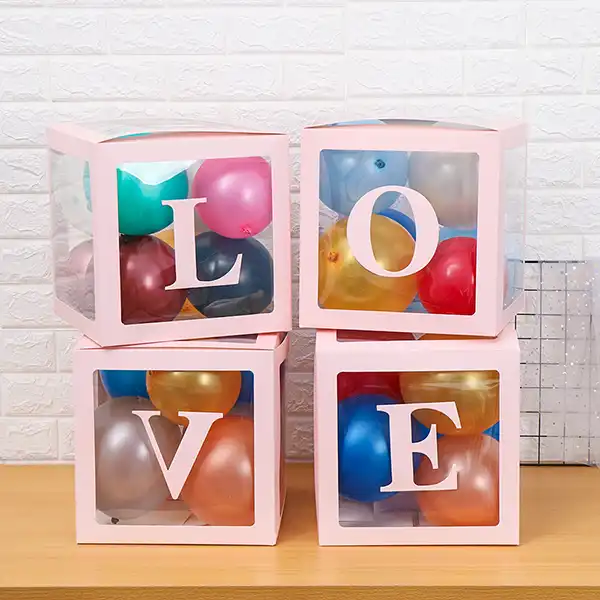 hot 4pcs/set square baby shower balloon boxes transparent box