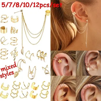 5/7/8/10/12PCS/Set New Ear Cuff Gold Silveer Leaves Star Non Piercing Ear Clips Fake Cartilage Earring Jewelry for Women Men
5/7/8/10/12PCS/Set New Ear Cuff Gold Silveer Leaves Star Non Piercing Ear Clips Fake Cartilage Earring Jewelry for Women Men