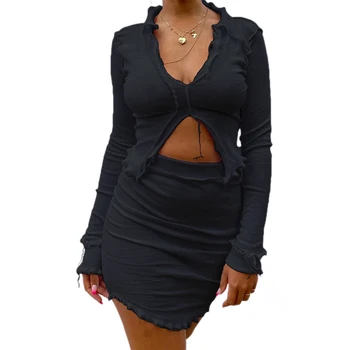 Women Skirt Suit Fashion Women Two Piece Outfits Solid Color Long Sleeve Pullover Top and High-waist Skirt Womens Clothing Sets
Women Skirt Suit Fashion Women Two Piece Outfits Solid Color Long Sleeve Pullover Top and High-waist Skirt Womens Clothing Sets