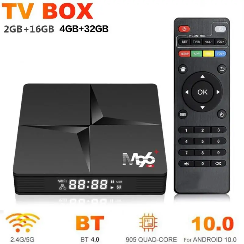 Лидер продаж! ТВ-приставка 4K Android 10 с четырехъядерным процессором 4 Гб ОЗУ 32 ПЗУ Wi-Fi