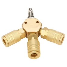 Venda quente 1/4 polegadas 3-ways plana encanta o conector de ar de bronze do coletor no acoplador do divisor da mangueira de ar dustrial(China)