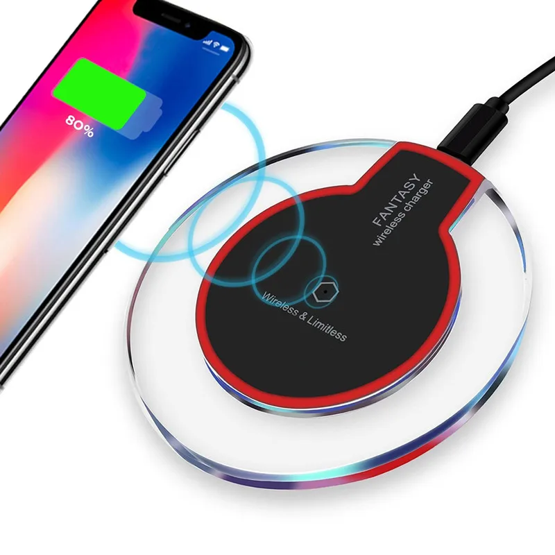 

Wireless Charger Crystal Round Charging Pad for iPhone X Xs Max XR 8 Plus Samsung Galaxy Note 8 S8 S7 S6 Edge Qi-Enabled Device