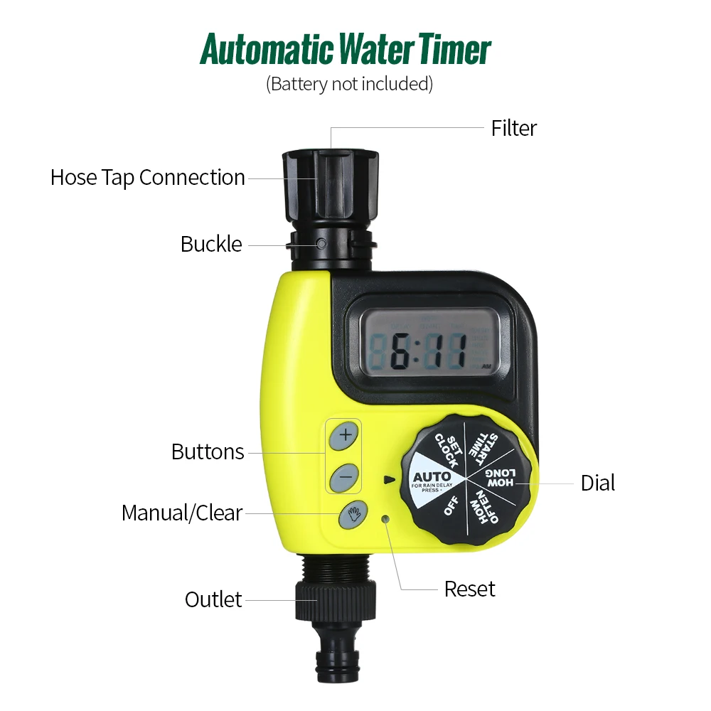 Hot Programmable Hose Faucet Timer Automatic Water Timer Outdoor Garden Irrigation Controller Garden Automatic Watering Device
Hot Programmable Hose Faucet Timer Automatic Water Timer Outdoor Garden Irrigation Controller Garden Automatic Watering Device