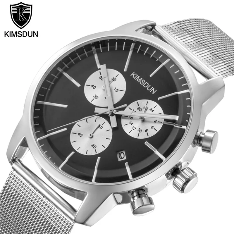 KIMSDUN Brand Luxury Men Watch Fashion Mesh Steel Strap 6-pin Multi-Function Chronograph Waterproof Quartz Watch Reloj Hombre
KIMSDUN Brand Luxury Men Watch Fashion Mesh Steel Strap 6-pin Multi-Function Chronograph Waterproof Quartz Watch Reloj Hombre