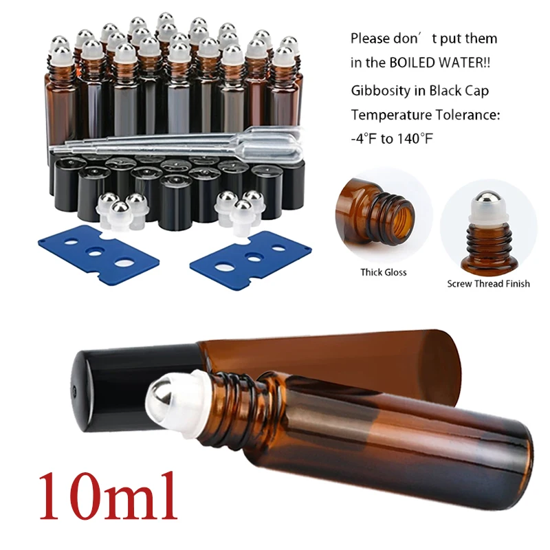 Mini 12pcs Roll On Bottles Amber Empty Glass Roller Bottles 10ml For Essential Oil Perfume Deodorant Containers Mini 12pcs Roll On Bottles Amber Empty Glass Roller Bottles 10ml For Essential Oil Perfume Deodorant Containers