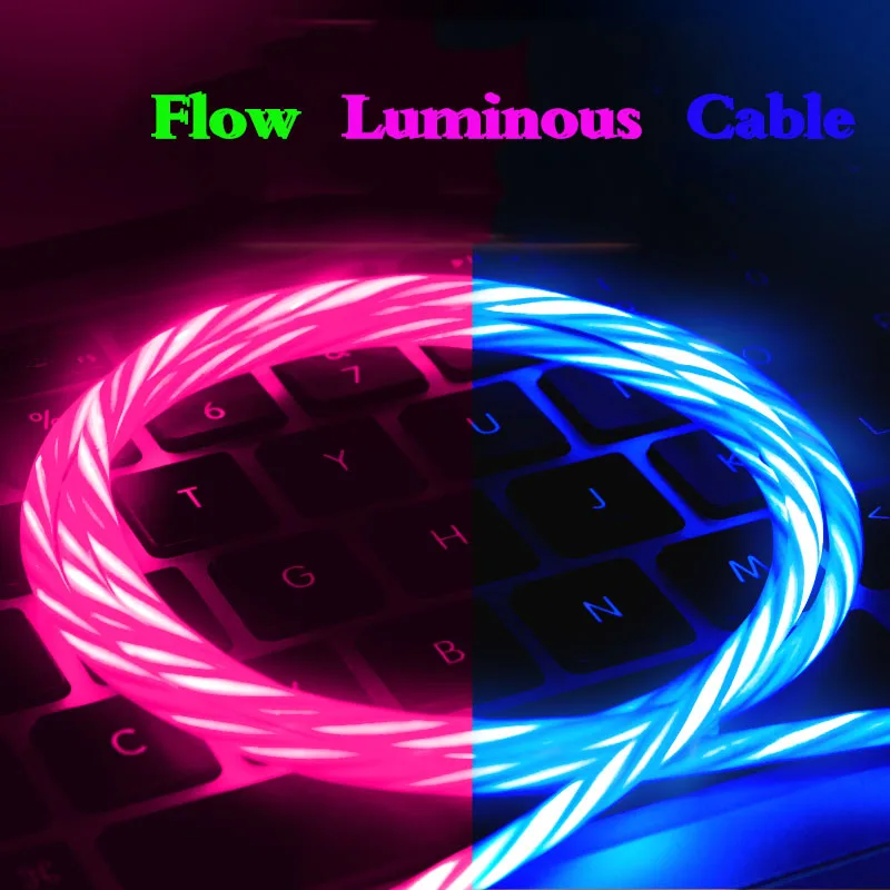Фото Светодиодный светящийся зарядный кабель Micro USB Type-C для xiaomi mi 9 8 pro lite pocophone f1 mix3 2s max 3