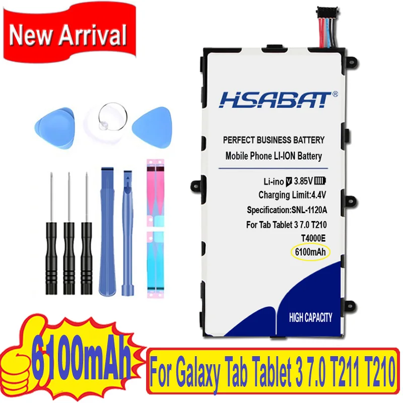 Top Brand 100% New 6100mAh T4000E Battery for Samsung Galaxy Tab 3 7.0'' SM-T210 T211 T215 T217 T2105 P3210 P3200 T210R T217A |