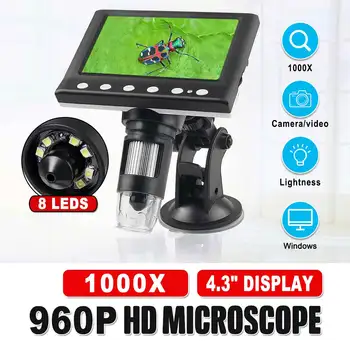 1000x Multifunctional 4.3 Inch Display Screen Microscope 8 Adjustable Brightness LED Lights Suction Cup Base
1000x Multifunctional 4.3 Inch Display Screen Microscope 8 Adjustable Brightness LED Lights Suction Cup Base