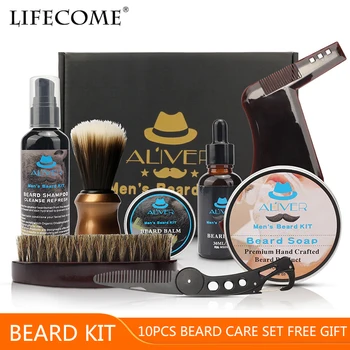 ALIVER 10pcs/set Barba Beard Kit Template Comb Beard Oil Beard Balm Beard Brush Tote Bag Beard Growth Kit Barbe Beard Care Set
ALIVER 10pcs/set Barba Beard Kit Template Comb Beard Oil Beard Balm Beard Brush Tote Bag Beard Growth Kit Barbe Beard Care Set