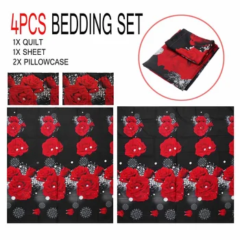 4 PCS 3D Rose Printed Duvet Quilt Cover Pillowcase Bed Sheet Bedding Sets For Queen Size 
4 PCS 3D Rose Printed Duvet Quilt Cover Pillowcase Bed Sheet Bedding Sets For Queen Size