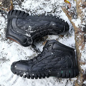 Chiang Men Anti-Skid Spike Snow Boot Camouflage Lether Waterproof Winter Warm Hiking High-Quality Endurable Sneakers For Ourdoor