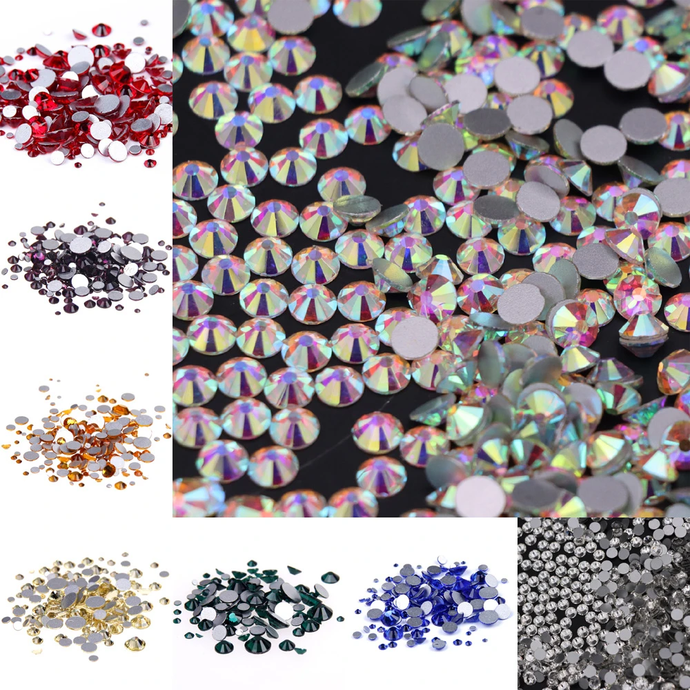 

Super Glitter Crystal AB Rhinestones SS3-SS50 Non Hot Fix FlatBack Strass Sewing&Fabric Garment 3d Nail Art Stones Decorations