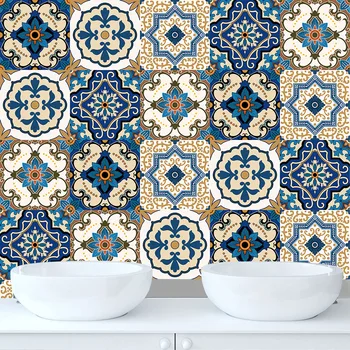 

European Style Retro Strip Tiles Wall Sticker Bathroom Kitchen Tables Decoration Wallpaper Waterproof Waist Line Vinly Art Mural