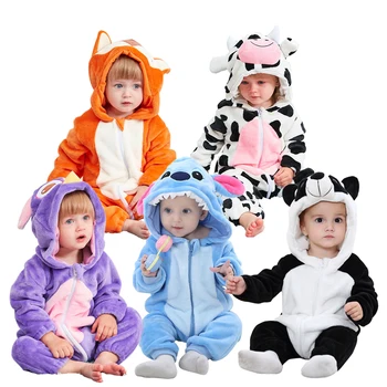 

INS Hot Soft Flannel Infant Baby Rompers Baby Boys Girls Cute Cartoon Cow Jumpsuits Kawaii Warm Bebe Hooded Sleepwear Clothes